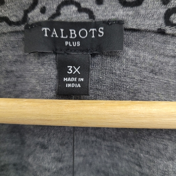 Talbots 3X Long Sleeve Top Velvet Flocked Elevated Casual Preppycore Cotton NEW - Picture 5 of 7